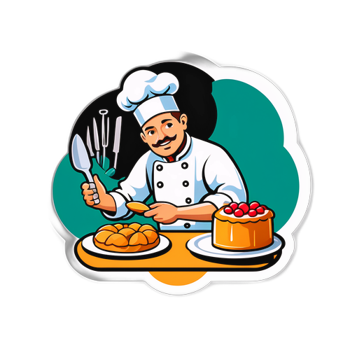 Création d'un autocollant représentant un chef pâtissier