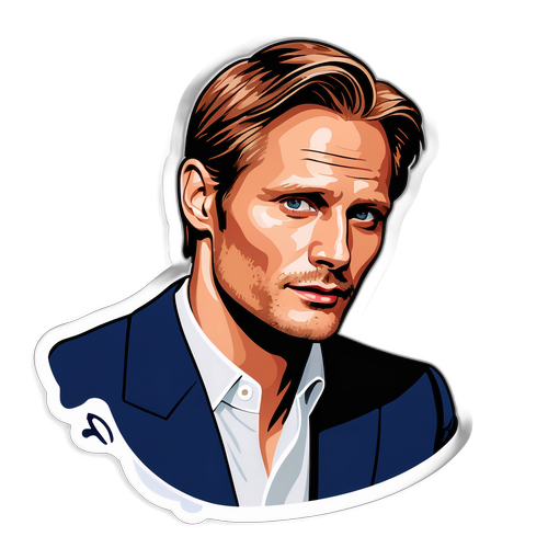 Charmig klistermärke av Alexander Skarsgård i olika ikoniska roller