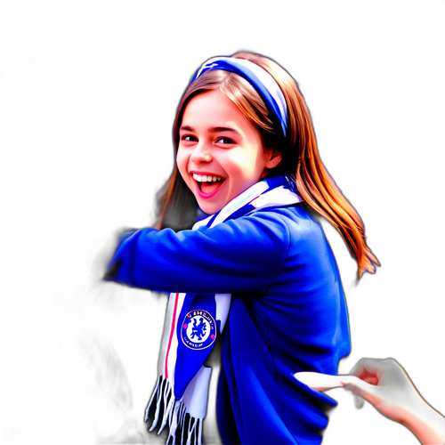 Copil entuziast cu fular Chelsea