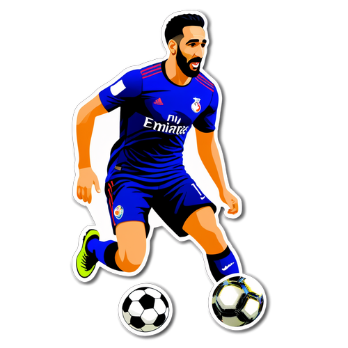 Autocollant d'Adil Rami en train de dribbler un ballon de football