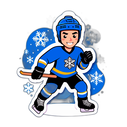 Charmig tecknad bild av en hockeyspelare