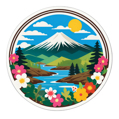 山形県の風景と名産を融合したアートスタイルデザイン