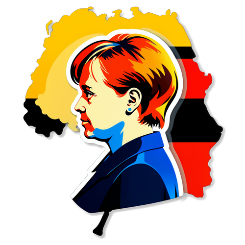 Minimalist klistermærke med Angela Merkels silhuet