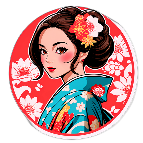 着物スタイルのスタイリッシュな女性イラスト