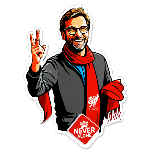 Adesivo Minimalista di Jurgen Klopp con Scarf di Liverpool