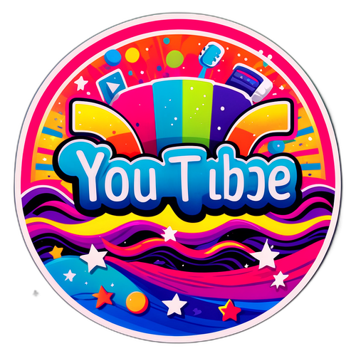 Morsom retro-klistremerke med YouTube-logo