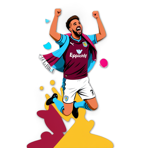 Ilustração de um torcedor do Aston Villa pulando de alegria