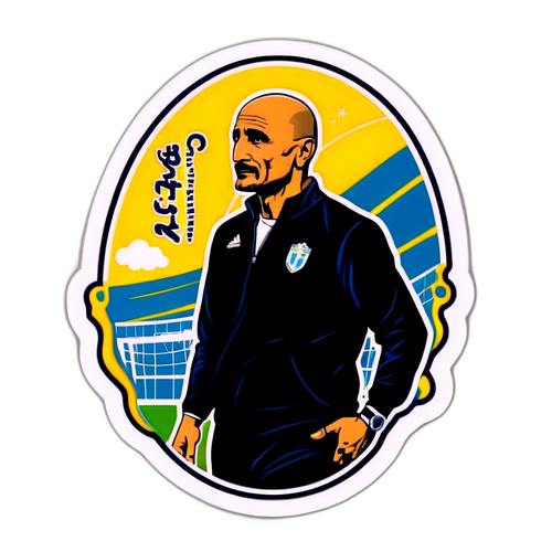 Whimsisk klistremerke av Luciano Spalletti på fotballbanen