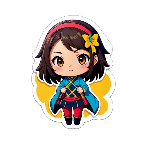 スタイリッシュにデフォルメされた長澤まさみのキャラクターのステッカー