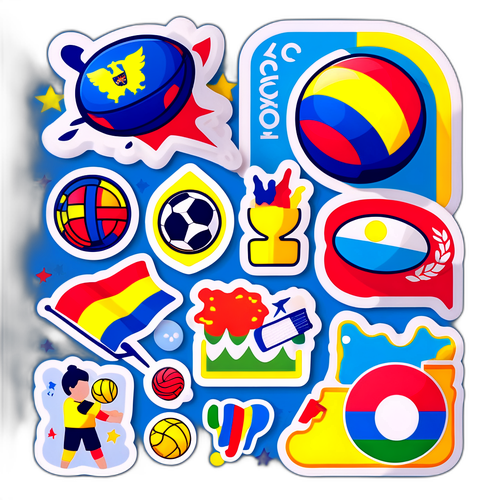 Adesive cu simboluri ale sporturilor românești