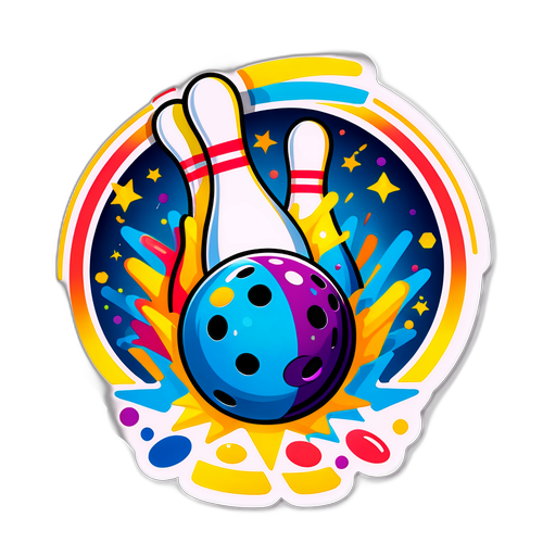 สติกเกอร์สนุกสนานจากการเล่นโบว์ลิ่งในเทศกาล