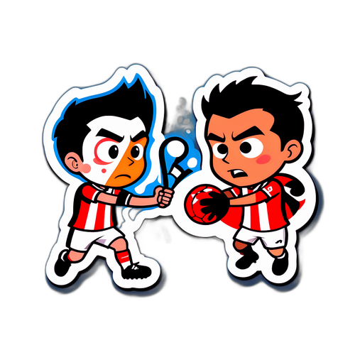 Картинка з футболістами Валенсії та Атлетік Більбао в стилі мультфільму