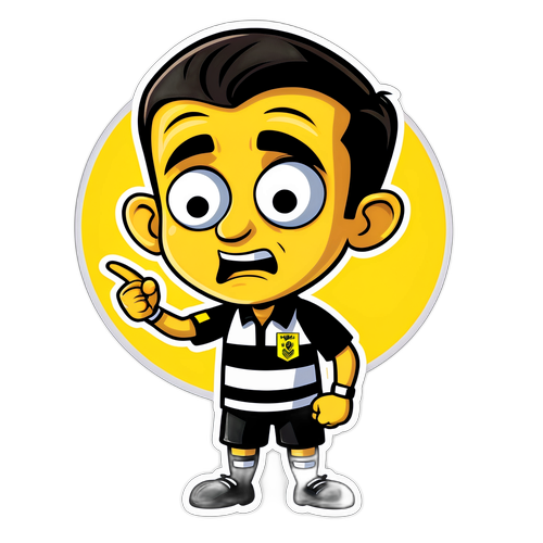 Masayang Sticker ng Soccer Referee na may Dilaw na Kard