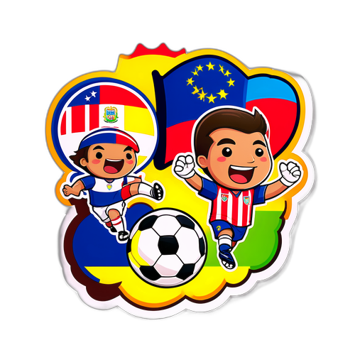 Stiker Menyeronokkan Paraguay dan Ecuador Bermain Bola Sepak