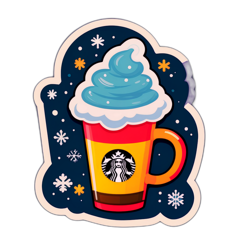 겨울과 따뜻한 음료가 결합된 스티커