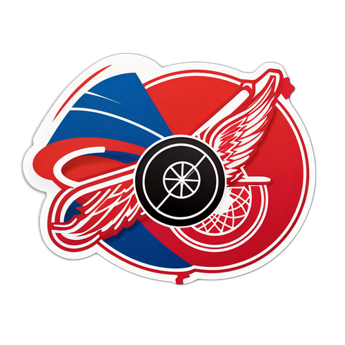 Classic Red Wings vs Rangers Hockey Sticker