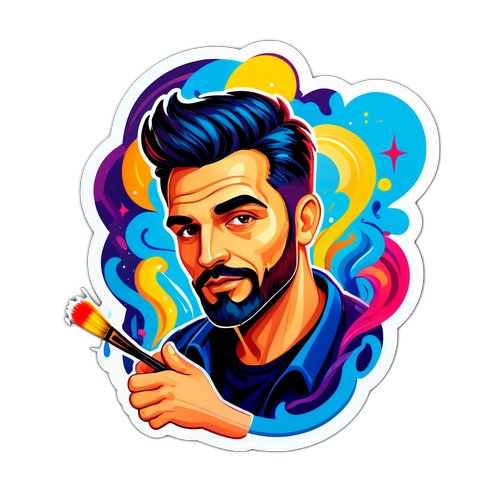 Diseño de sticker de Peter Lamelas creando una obra artística
