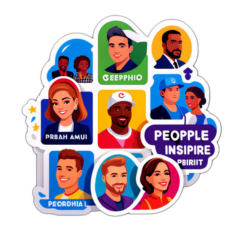 Sticker cu simbolul unui podium - "Oameni care inspiră"