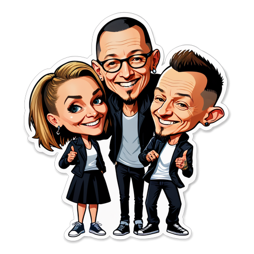 Rock 'n' Roll Duo: The Hilarious Caricature Battle Between Emily Armstrong and Chester Bennington!