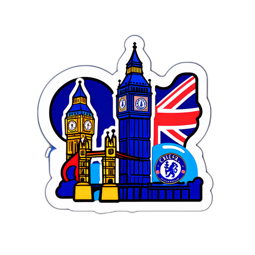 Αυτοκόλλητο με Λονδρέζικα Μνημεία και Χρώματα της Chelsea FC