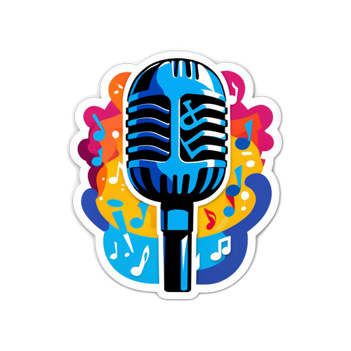 Micrófono Animado con Notas Musicales