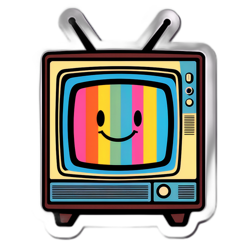 Retro TV klistremerke med smilende ansikt