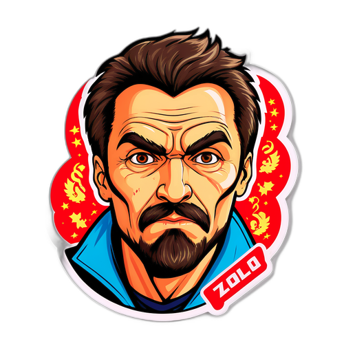 Наклейка с персонажем из России 'Иван Золо!'