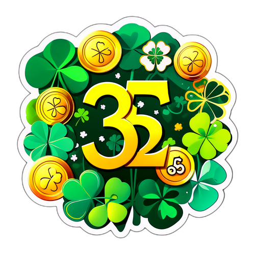 Arte abstrata com números 3524 e elementos da sorte