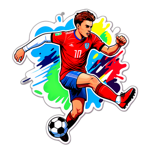 Autocollant de Matt O'Riley en train de dribbler un ballon de football