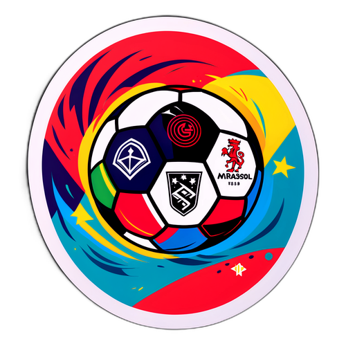 Stiker Bola Sepak dengan Logo Mirassol dan Flamengo