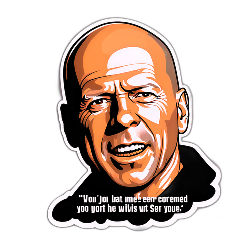 Diseño de sticker de Bruce Willis con citas famosas