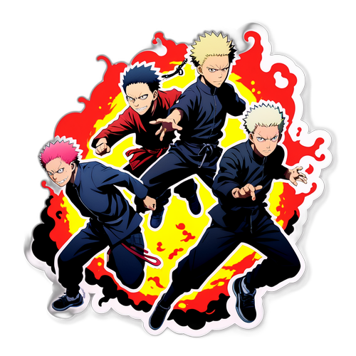 Autocollant de Jujutsu Kaisen avec des combats spectaculaires