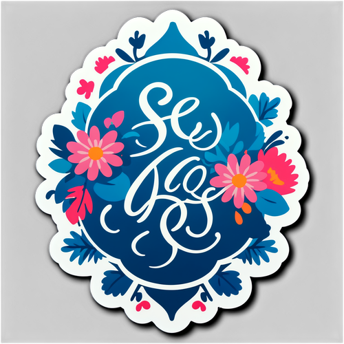 Floral Sticker med Stilfull Typografi