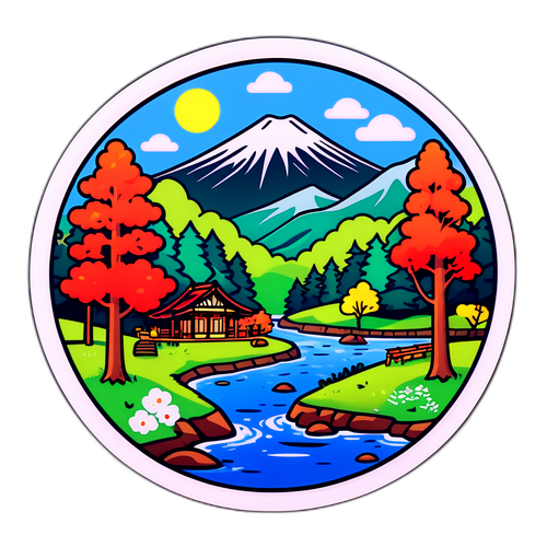 四季の美しさを感じる風景ステッカー