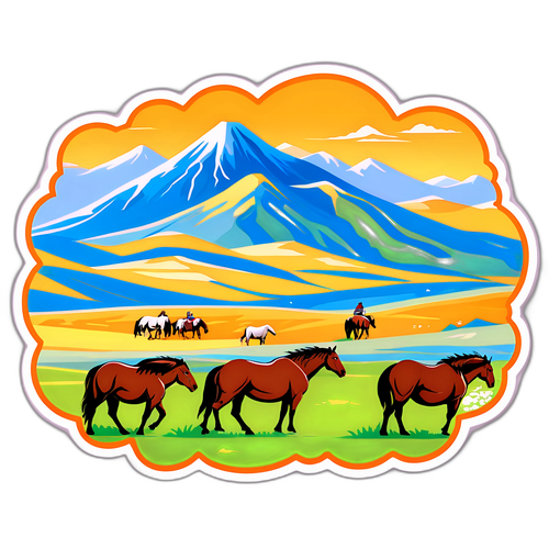 Paesaggio Tradizionale Mongolo con Cavalli