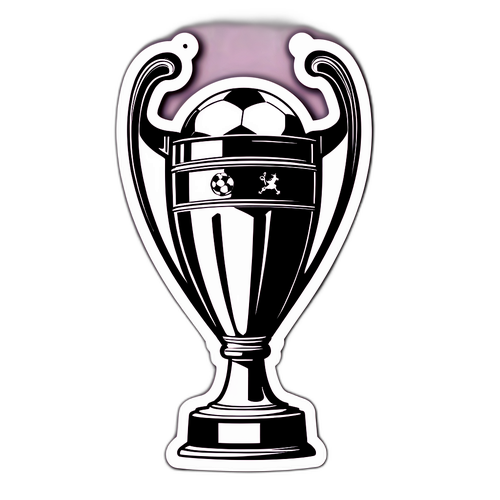 챔피언스 리그 트로피와 축구공 디자인 스티커