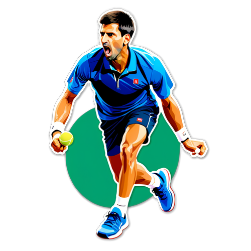 Ilustrație a lui Novak Djokovic în acțiune