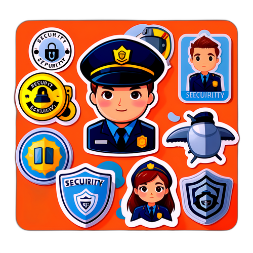 สติกเกอร์เจ้าหน้าที่รักษาความปลอดภัยสไตล์การ์ตูน