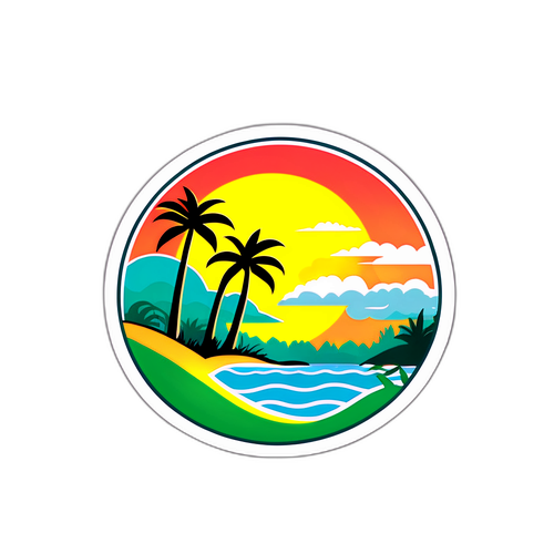 Aufkleber mit tropischem Hintergrund von Guyana