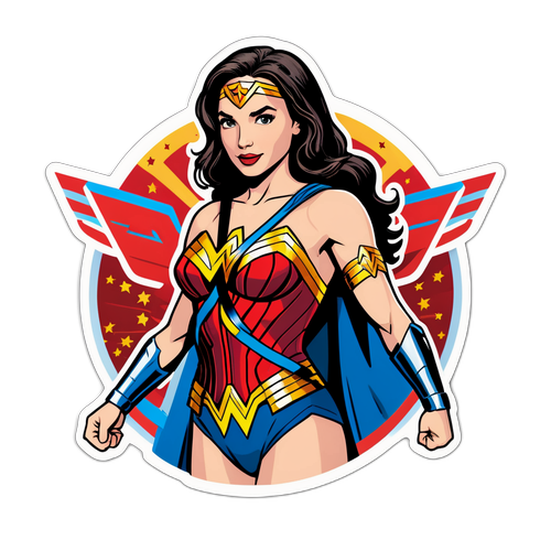 Autocollant représentant Wonder Woman avec son costume emblématique