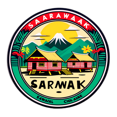 Stiker Perjalanan Sarawak Vintage
