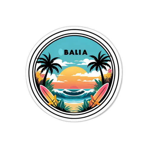 Sticker met Tropisch Bali Uitzicht