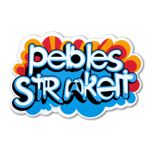 Een sticker van de Pebbles band met retro-uitstraling