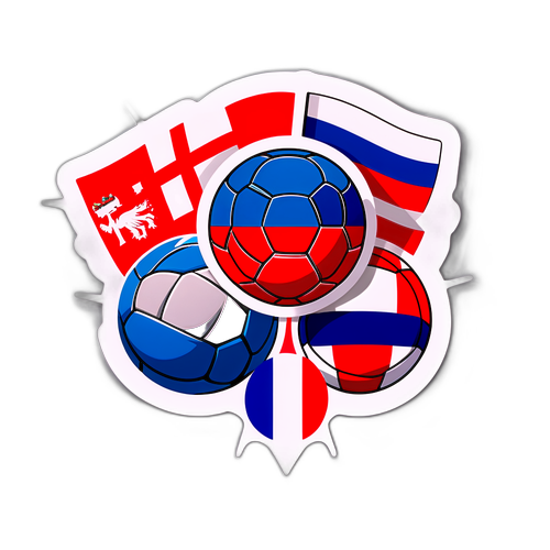 Flaggorna av Danmark och Frankrike med handbollsmål