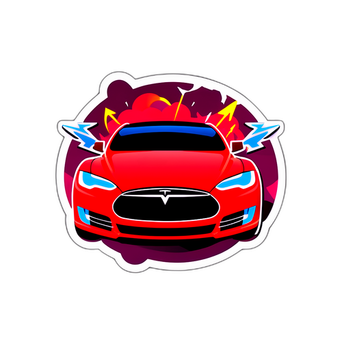 Stickers Kereta Tesla dengan Petunjuk Harga Fluktuasi