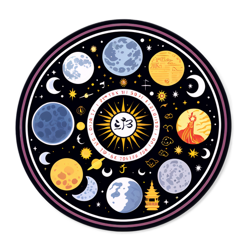 Mô hình âm lịch với hình ảnh huyền thoại dân gian