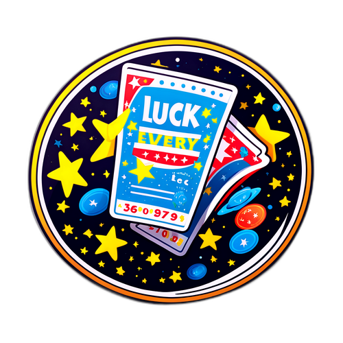 Autocolant cu bilet de loterie printre stele