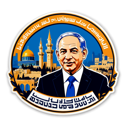 Unveiling a Legacy: The Bold Netanyahu Sticker Redefining Leadership against Jerusalem's Skyline!