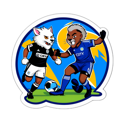 Stiker Bergaya Kartun Leicester City dan Derby County