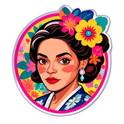 Autocollant représentant un portrait stylisé de Gabriela Rico Jimenez